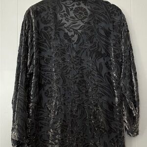 Victoria's Secret Black and Gray Floral Burnout Blouse